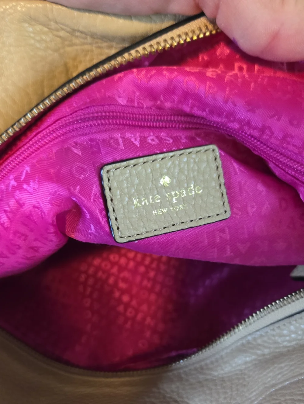kate spade Pebbled Beige Leather Tote Bag EUC